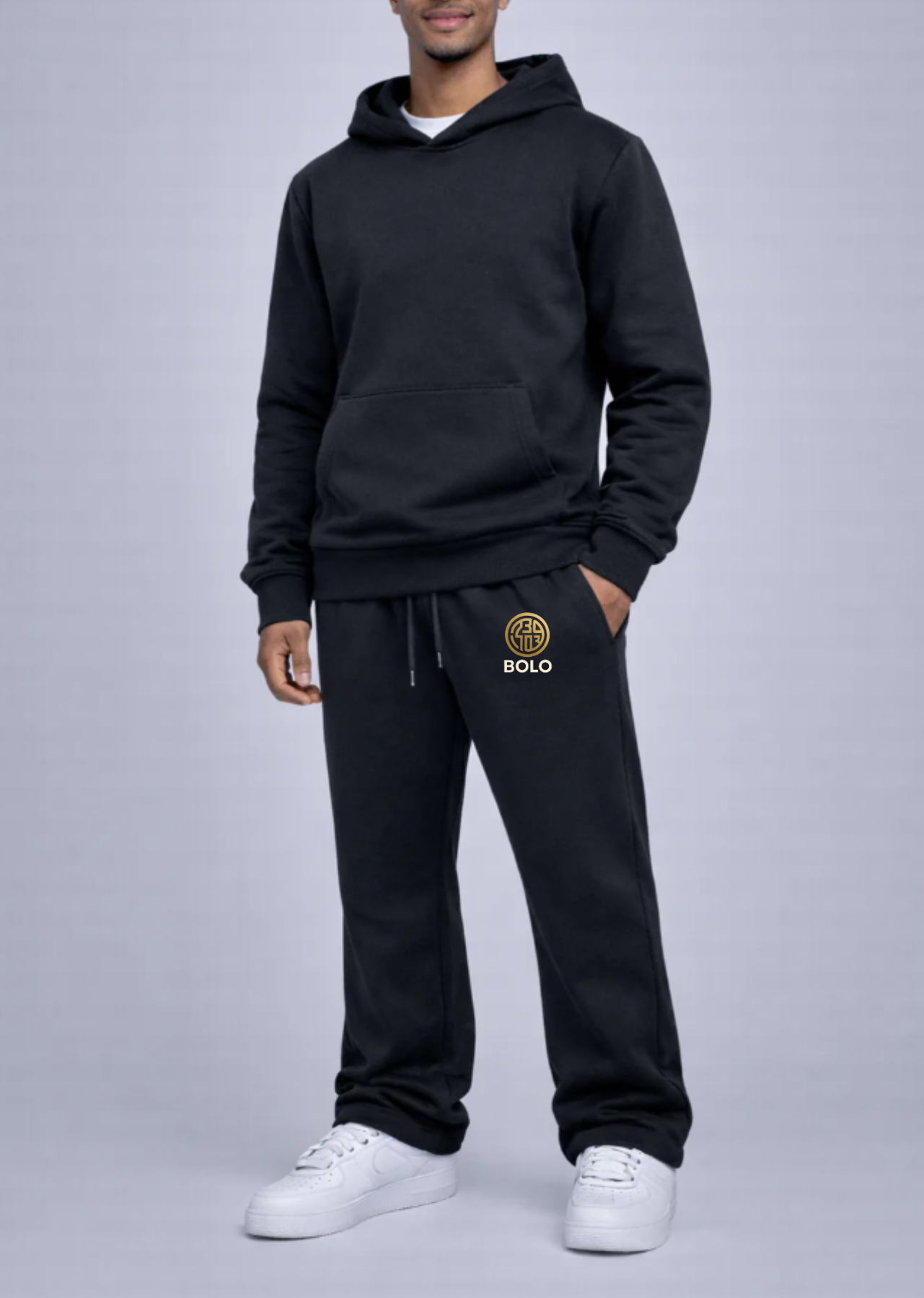 BOLO Solid Pullover Fleece Hoody