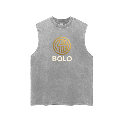 BOLO Snow Washed Frayed Hem Tank Top