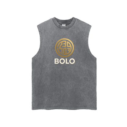 BOLO Snow Washed Frayed Hem Tank Top