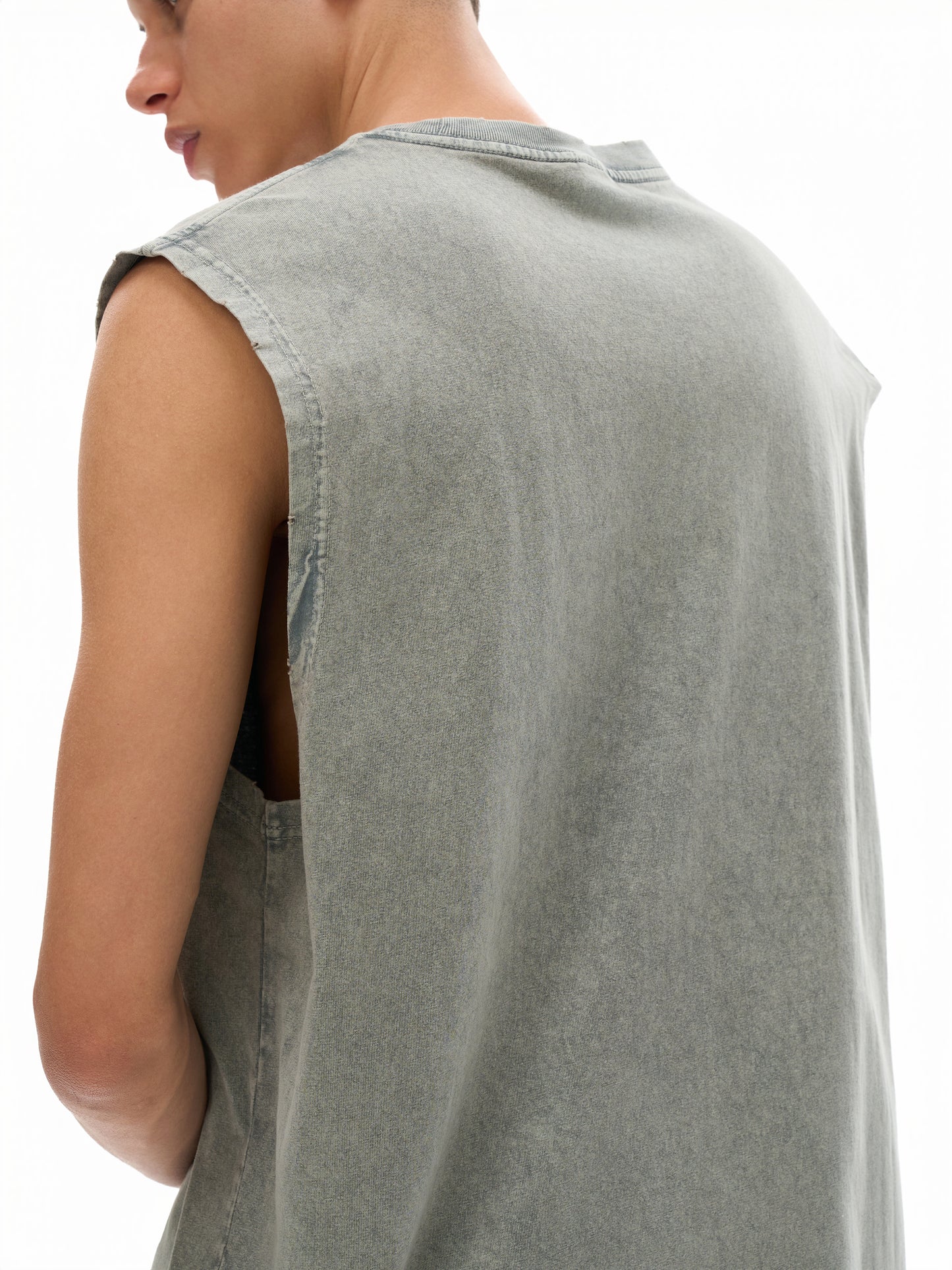 BOLO Snow Washed Frayed Hem Tank Top
