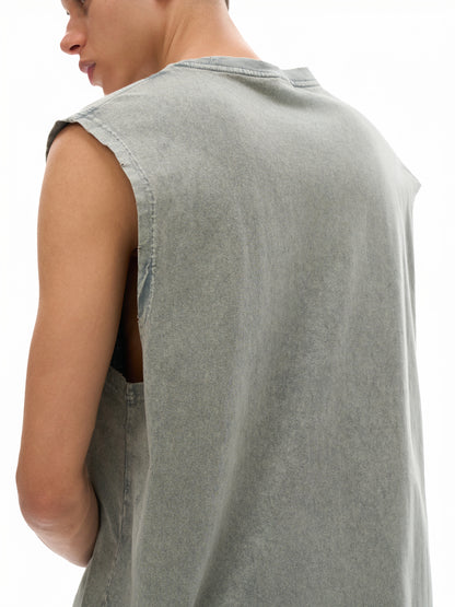 BOLO Snow Washed Frayed Hem Tank Top